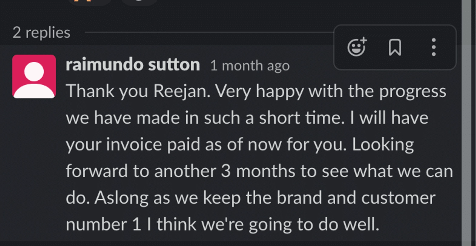 Client testimonial